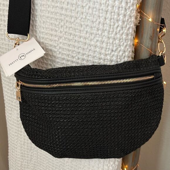 Pretty Simple Rachel Rafia Bum Bag/Black - Picture 7 of 8